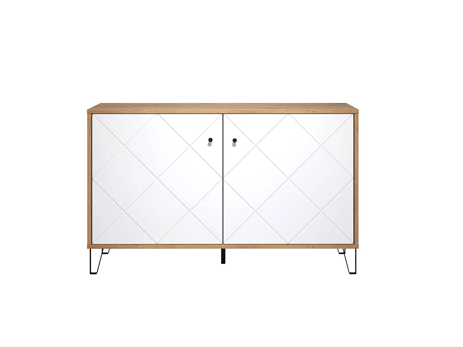 Touch dressoir 2 deuren eiken decor, wit mat.