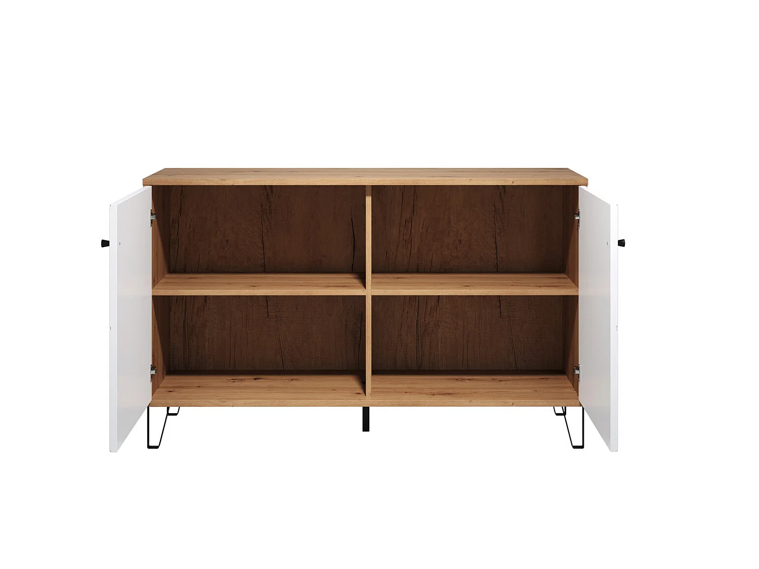 Touch dressoir 2 deuren eiken decor, wit mat.