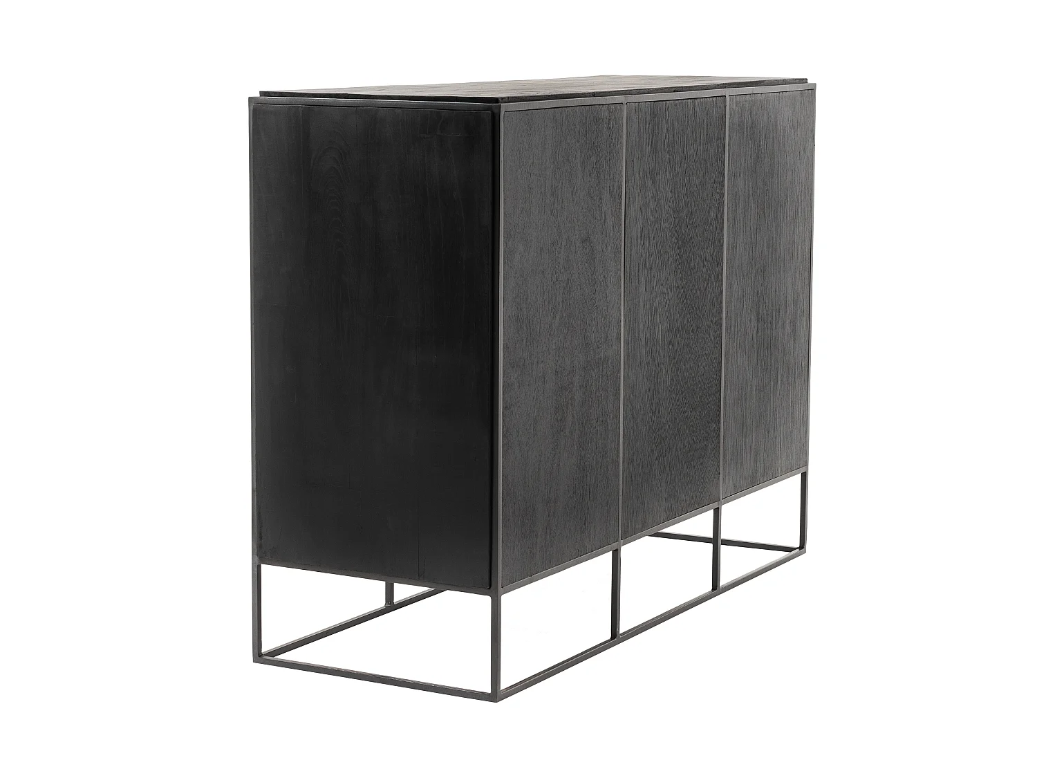 Rustika Buffet avec 3 portes, bois de bateau, rustique et noir.