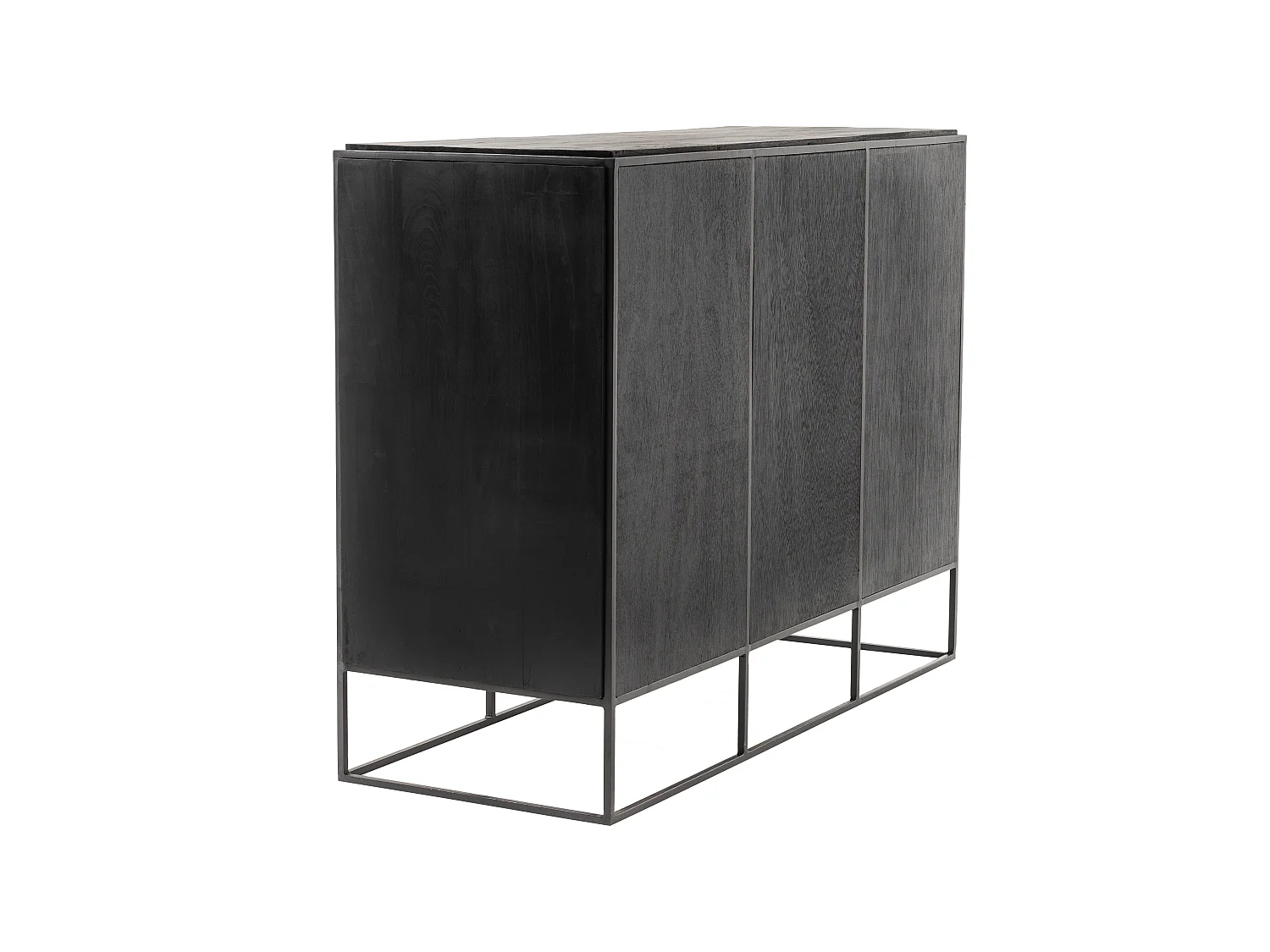 Rustika Buffet avec 3 portes, bois de bateau, rustique et noir.