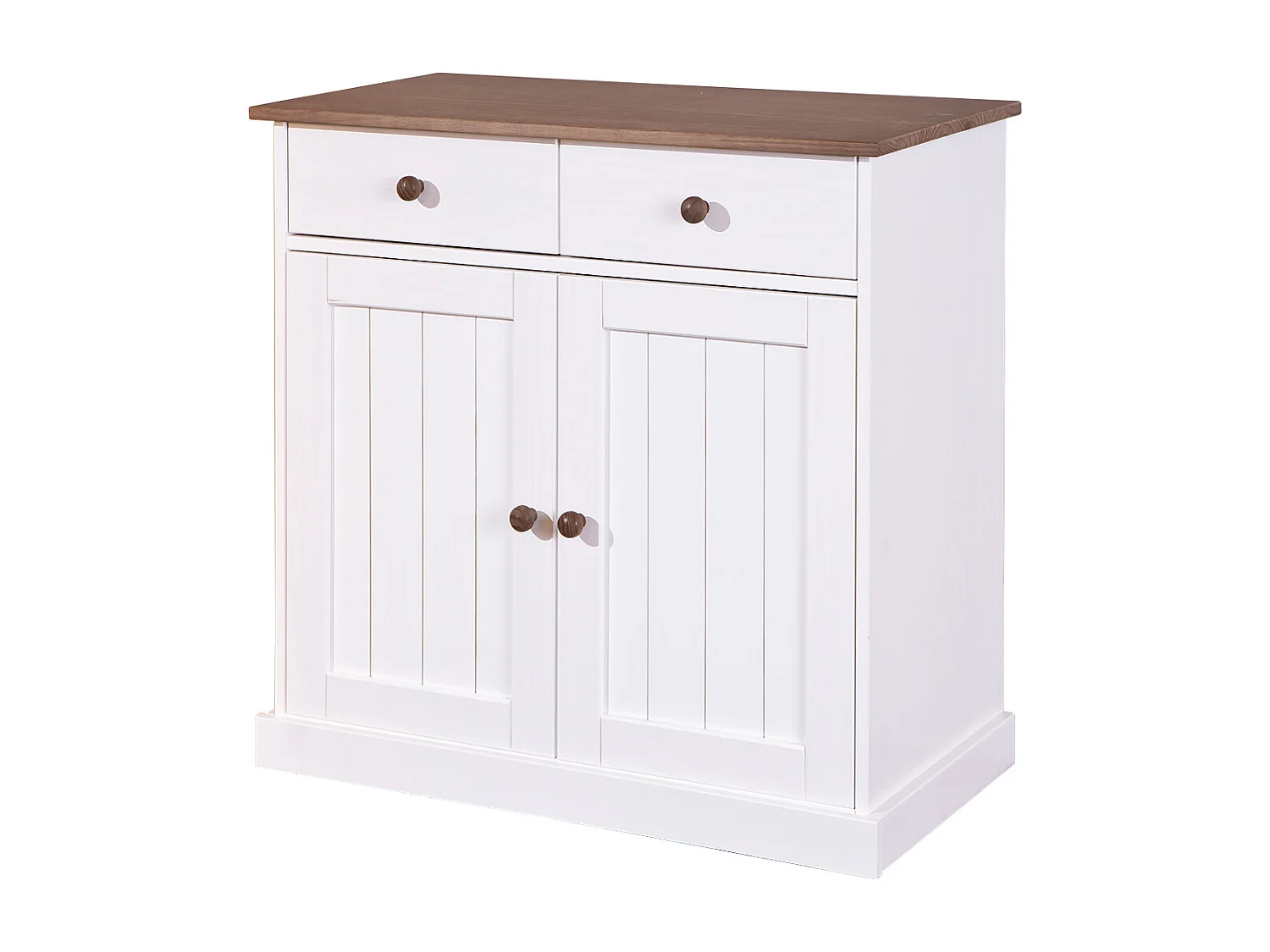 Wright Sideboard 2 Türen, 2 Schubladen, weiss, braun.