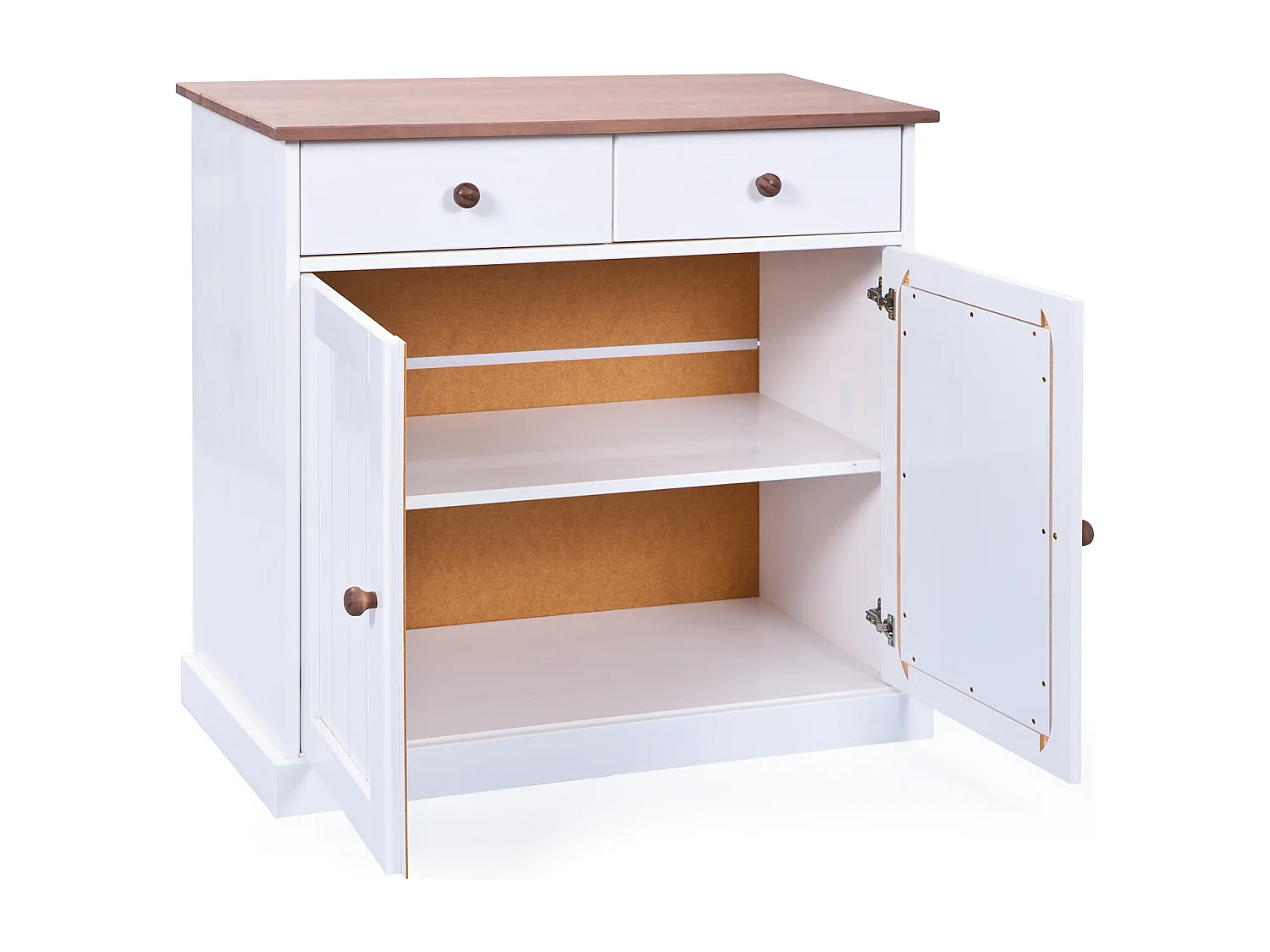 Wright dressoir 2 deuren, 2 lades wit, bruin.