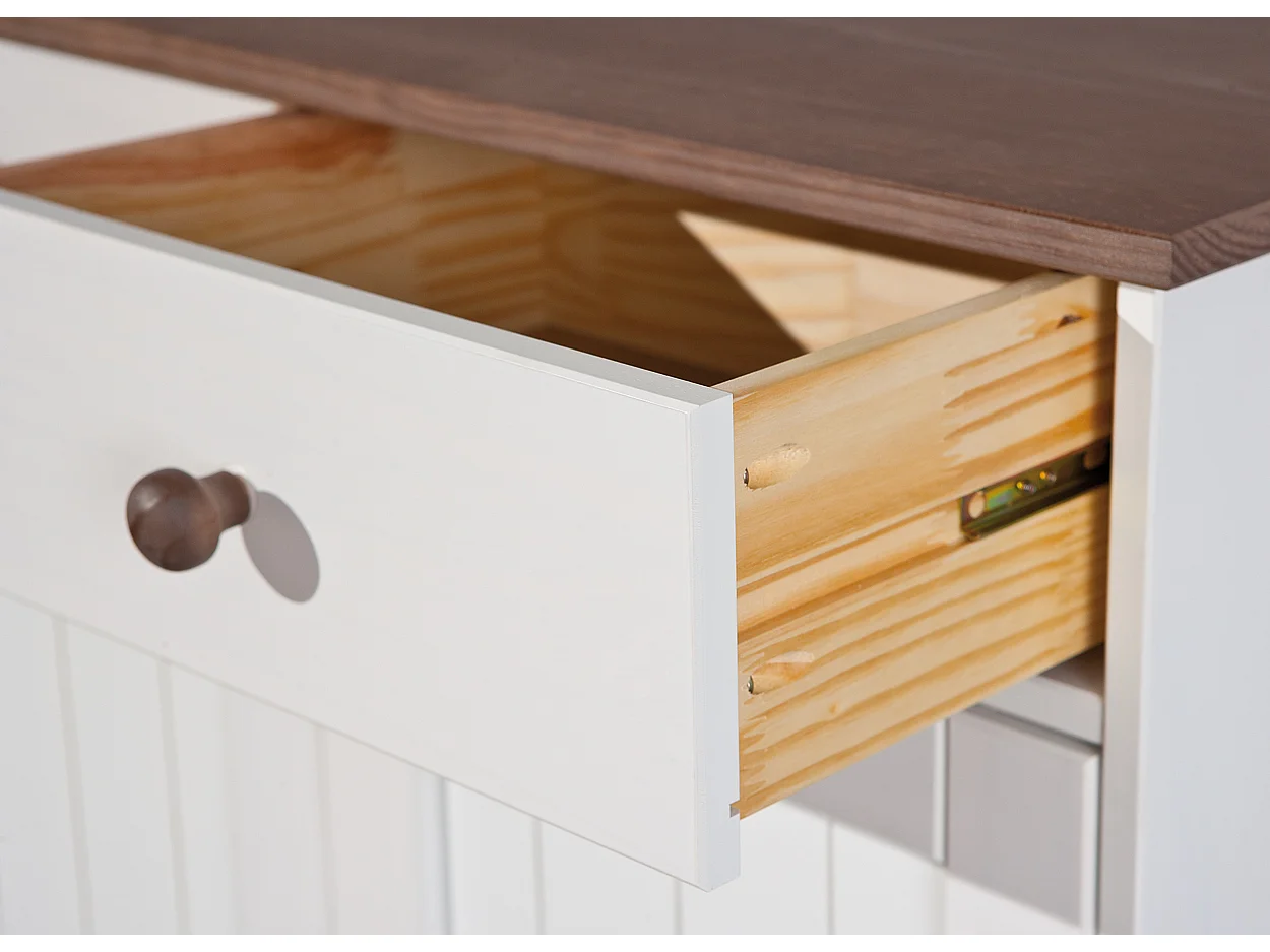 Wright dressoir 2 deuren, 2 lades wit, bruin.