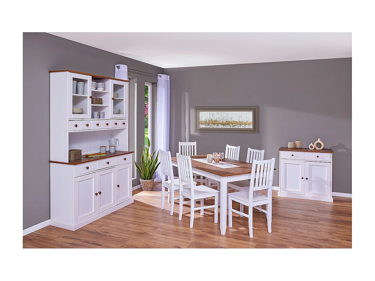 Wright dressoir 2 deuren, 2 lades wit, bruin.