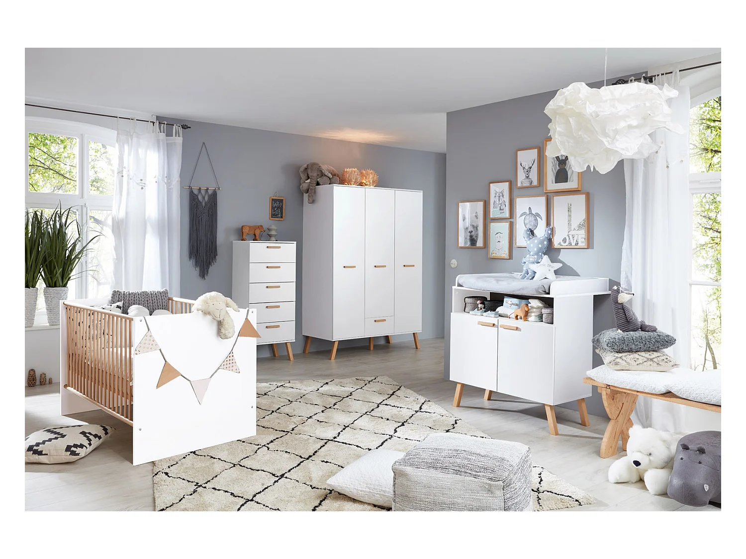 MatsBaby Lit bébé 1 espace ouvert, blanc.