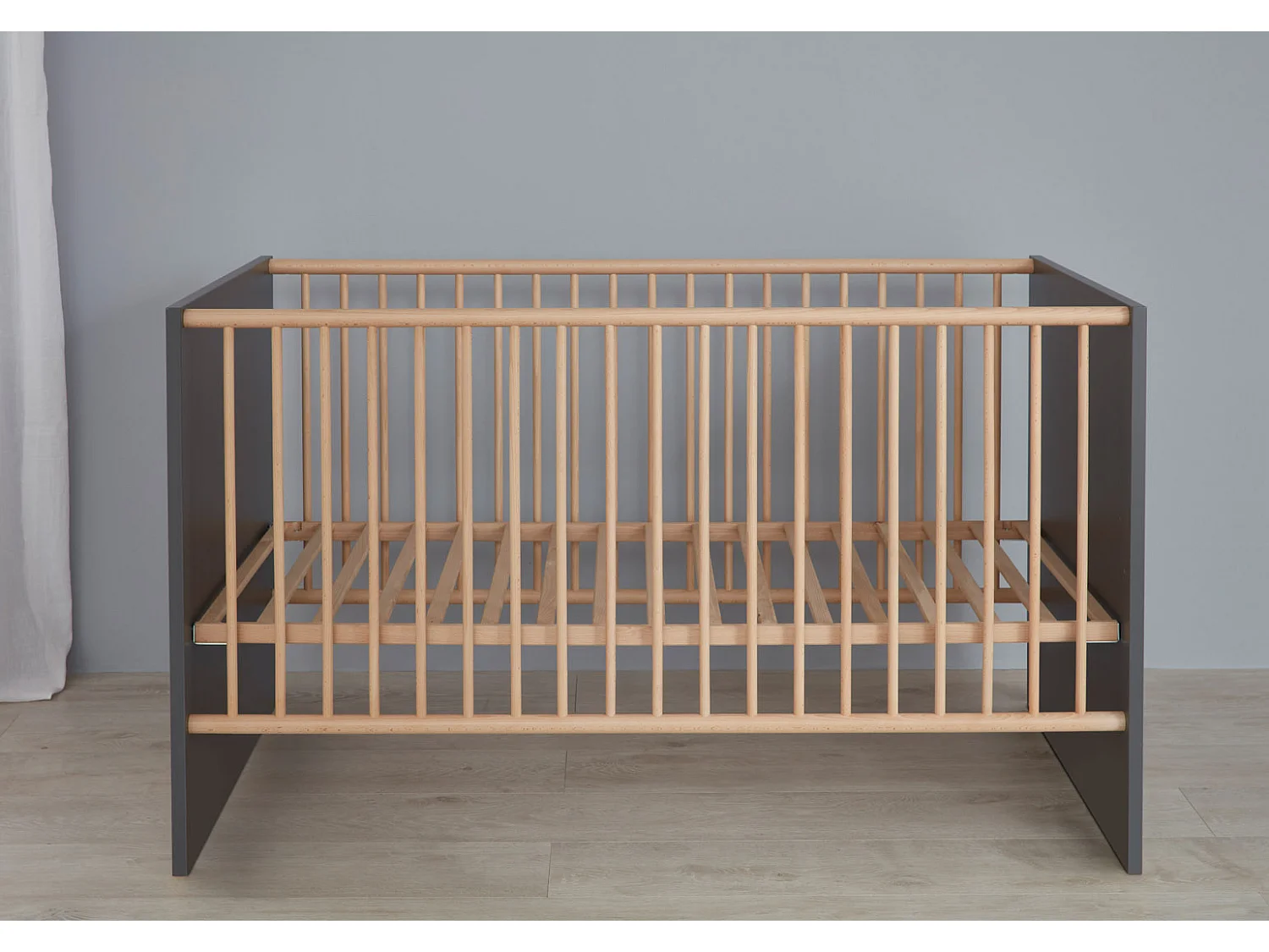 MatsBaby Lit bébé 1 espace ouvert, gris.