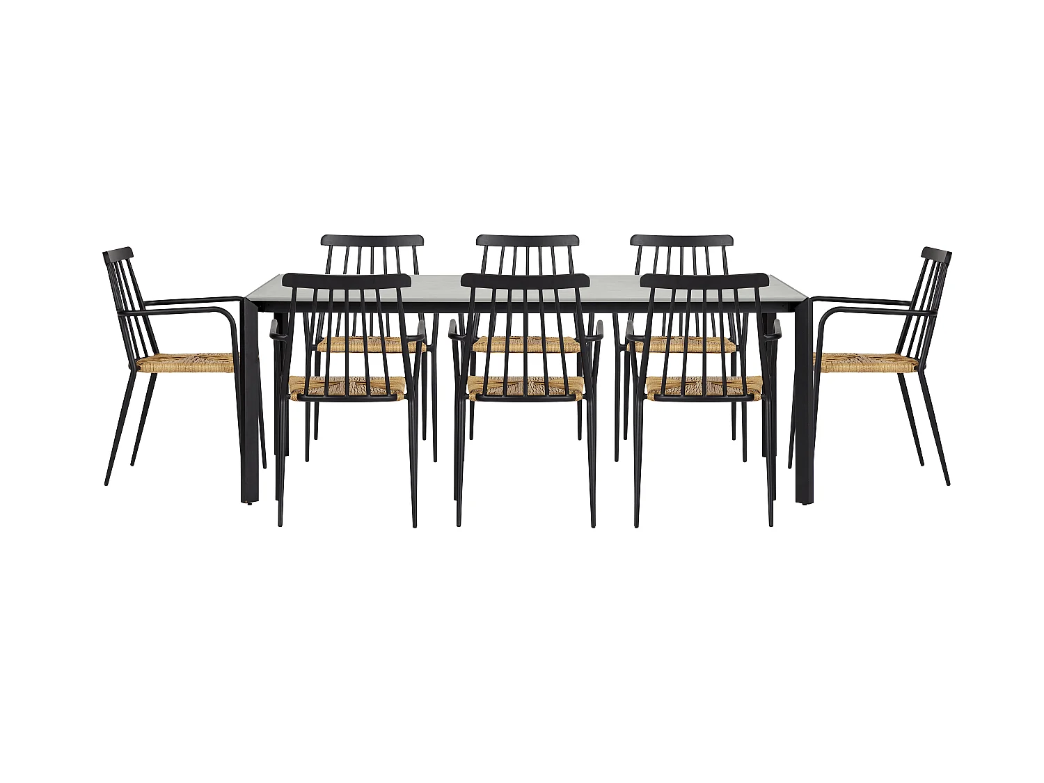 Evira Chaise de jardin empilable, noir et naturel.