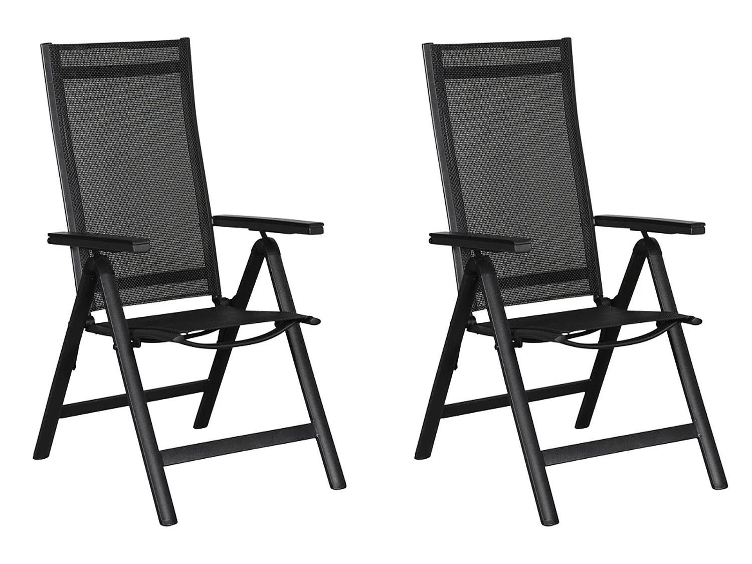 Kenny 2 x tuinstoel, verstelbare rug, 6 posities, zwart/zwart.