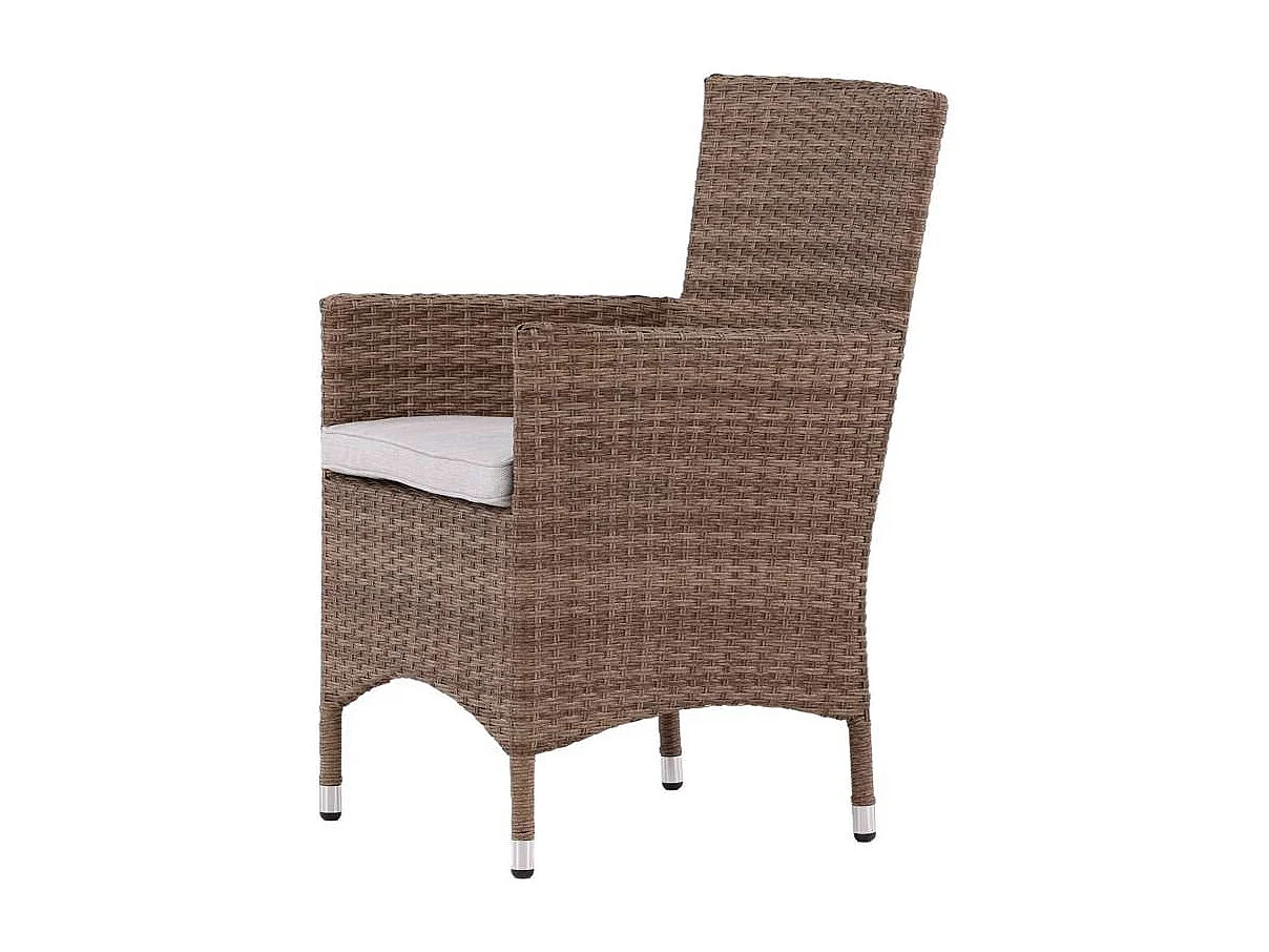 Malin Gartenstuhl mit Armlehnen inkl. Kissen, stapelbar Natur.