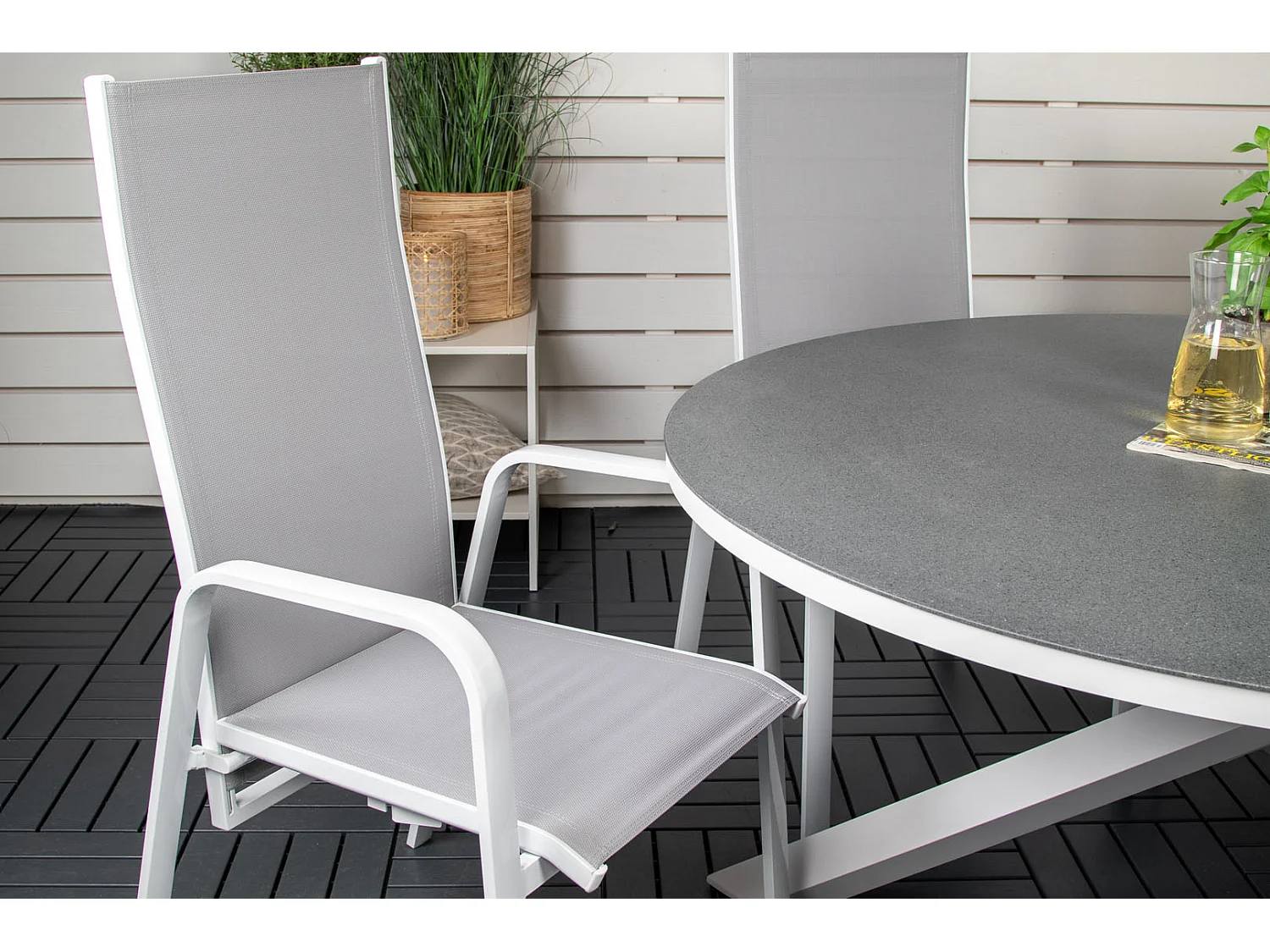 Copacabana Chaise de jardin empilable, blanc, gris.