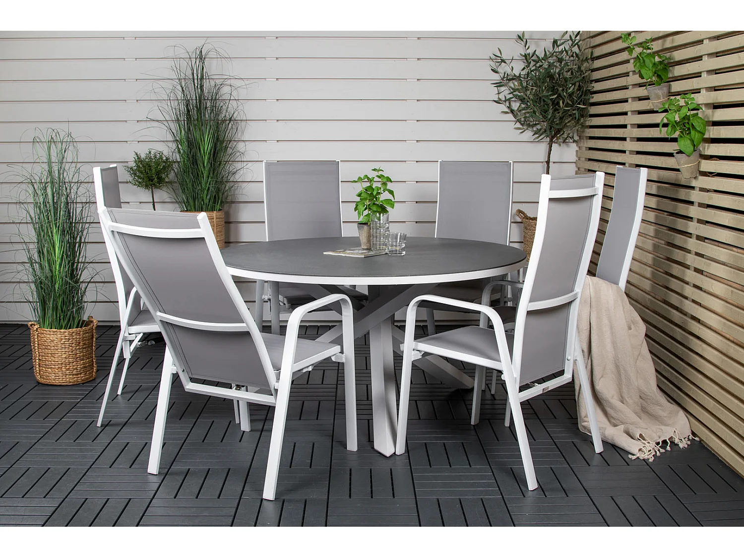 Copacabana Chaise de jardin empilable, blanc, gris.