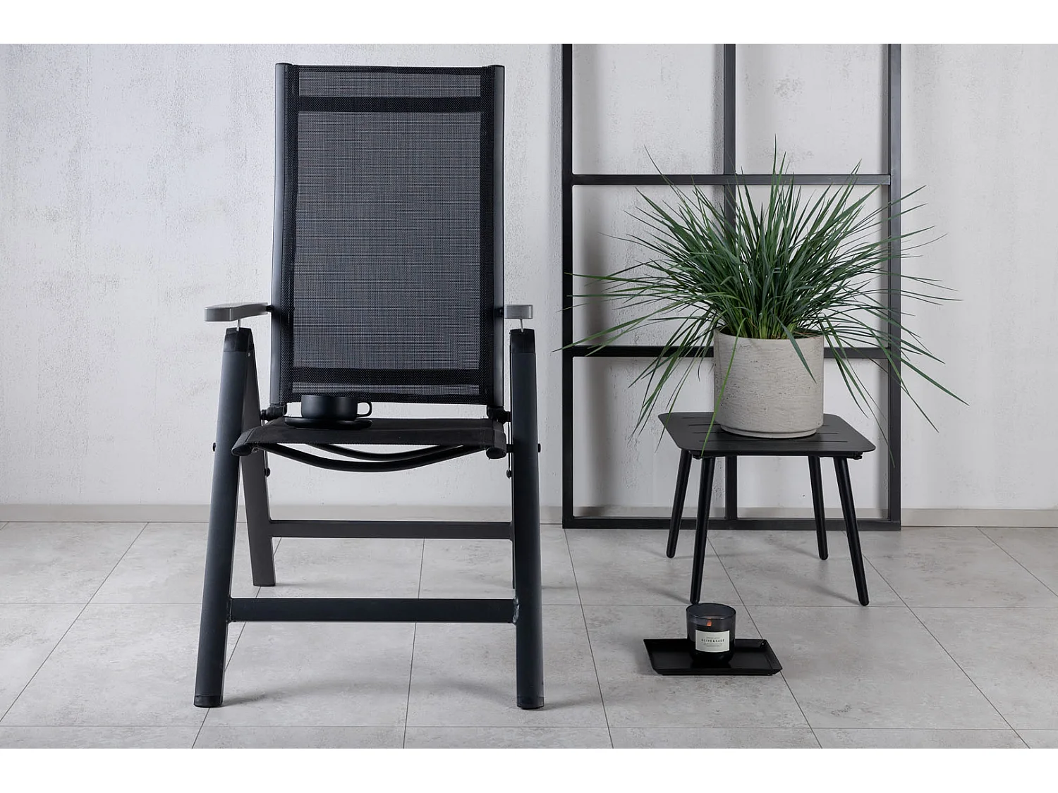 Albany Chaise de jardin réglable, noir.