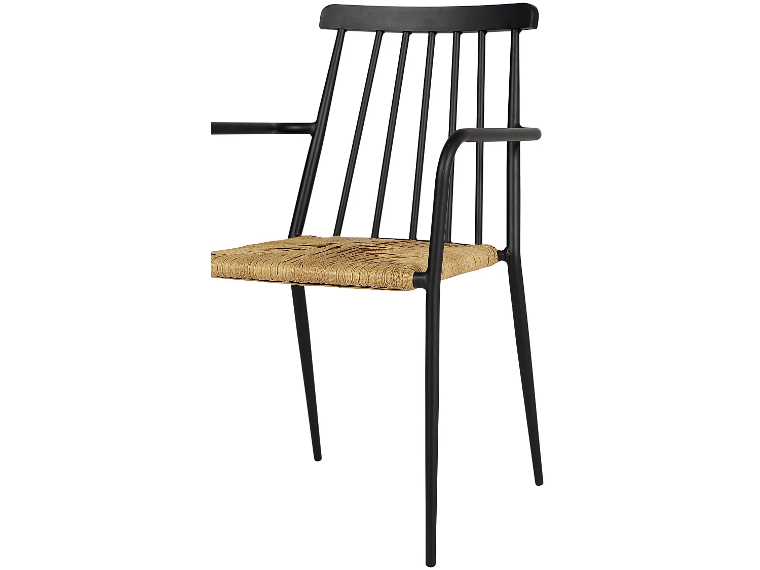 2xEvira chaise de jardin empilable, noir et naturel.