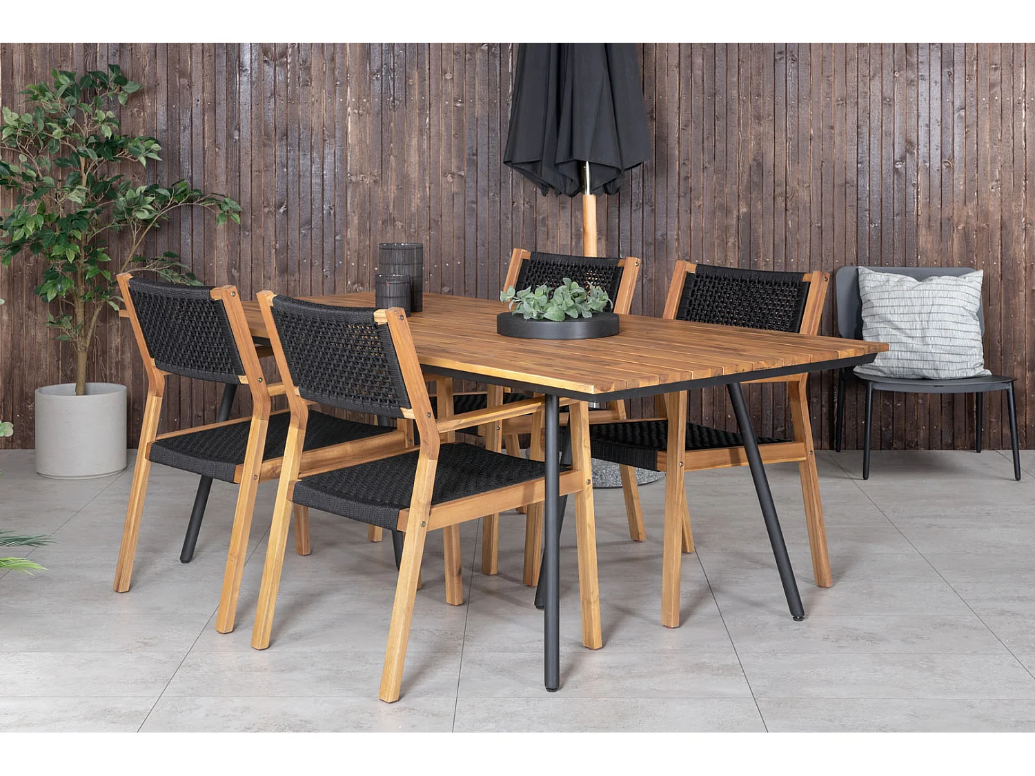 Little Chaise de jardin, noir, acacia.