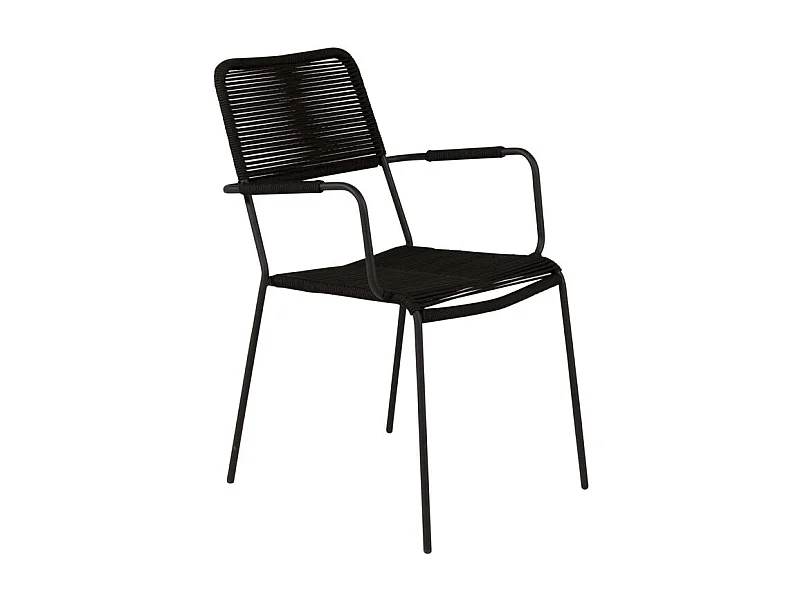 Lindos Chaise de jardin avec accoudoirs empilable, noir.