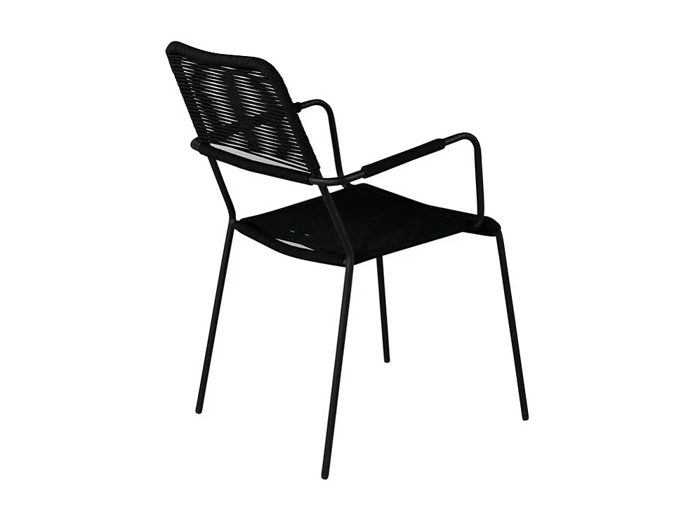Lindos Chaise de jardin avec accoudoirs empilable, noir.