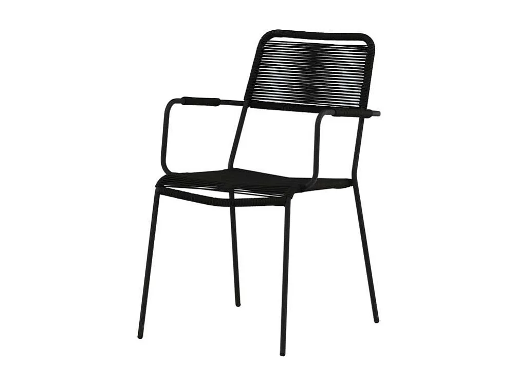 Lindos Chaise de jardin avec accoudoirs empilable, noir.