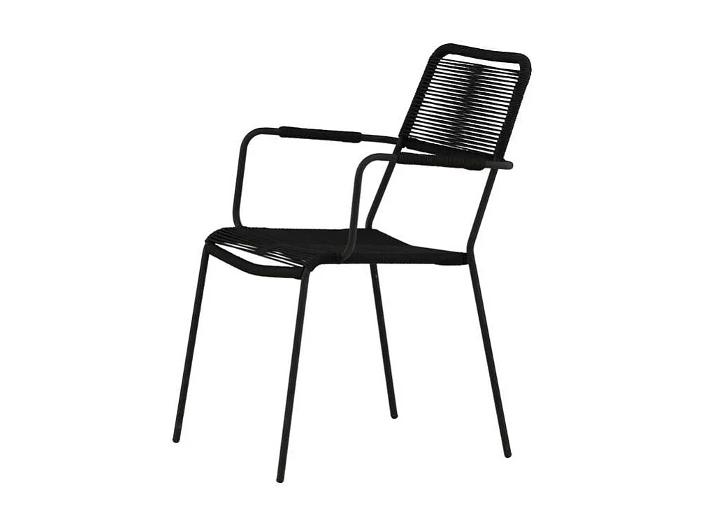 Lindos Chaise de jardin avec accoudoirs empilable, noir.