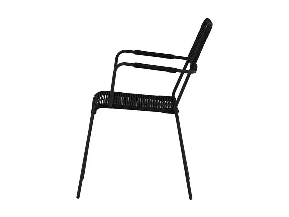 Lindos Chaise de jardin avec accoudoirs empilable, noir.