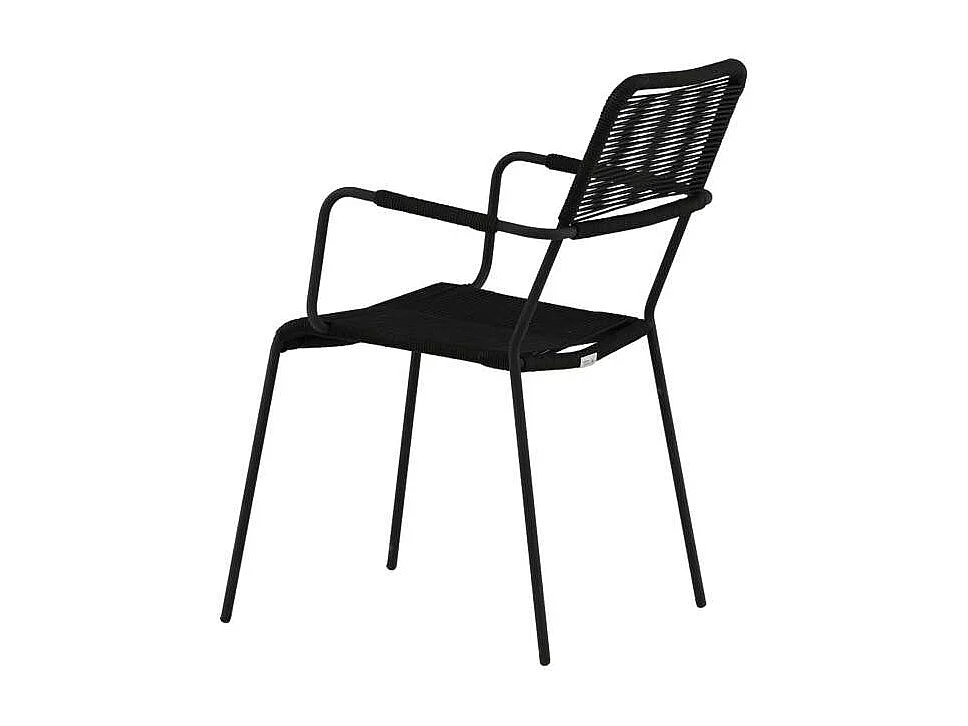Lindos Chaise de jardin avec accoudoirs empilable, noir.