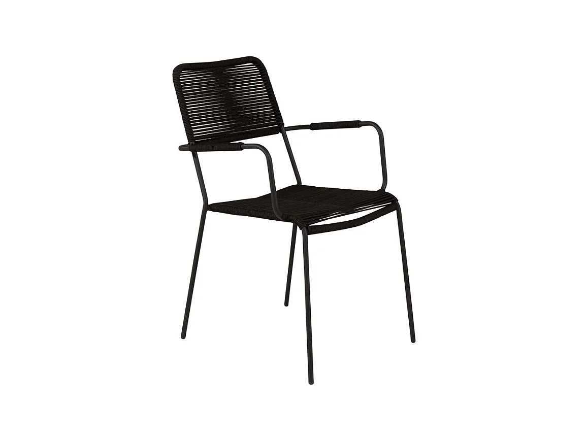 Lindos Chaise de jardin avec accoudoirs empilable, noir.