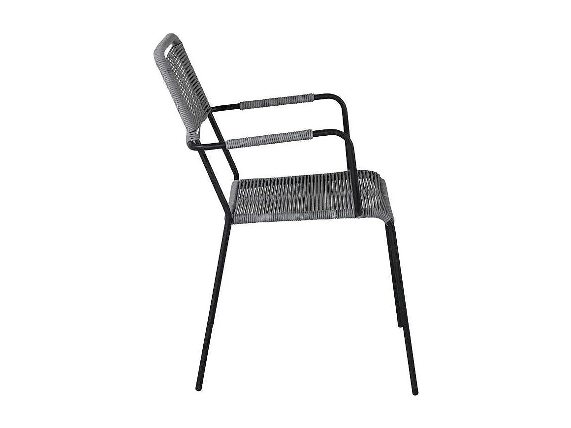 Lindos Gartenstuhl mit Armlehnen stapelbar schwarzgrau.