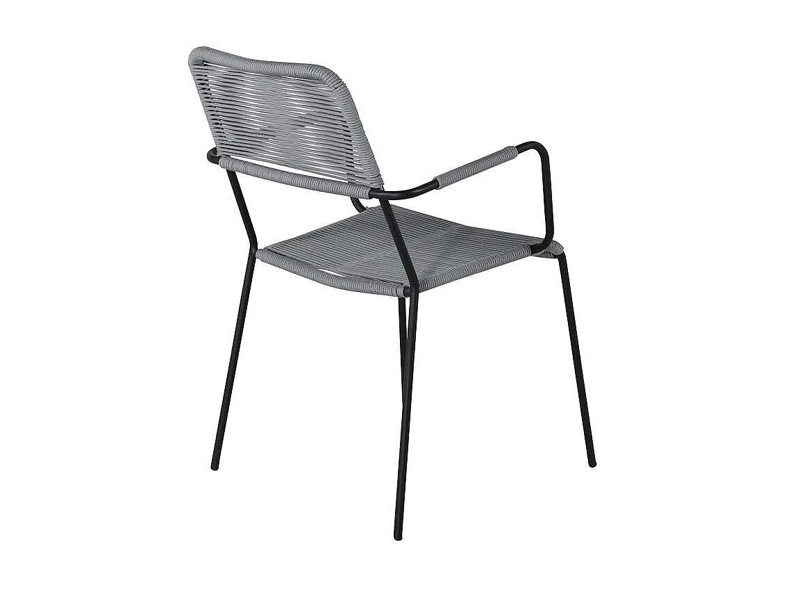 Lindos Gartenstuhl mit Armlehnen stapelbar schwarzgrau.