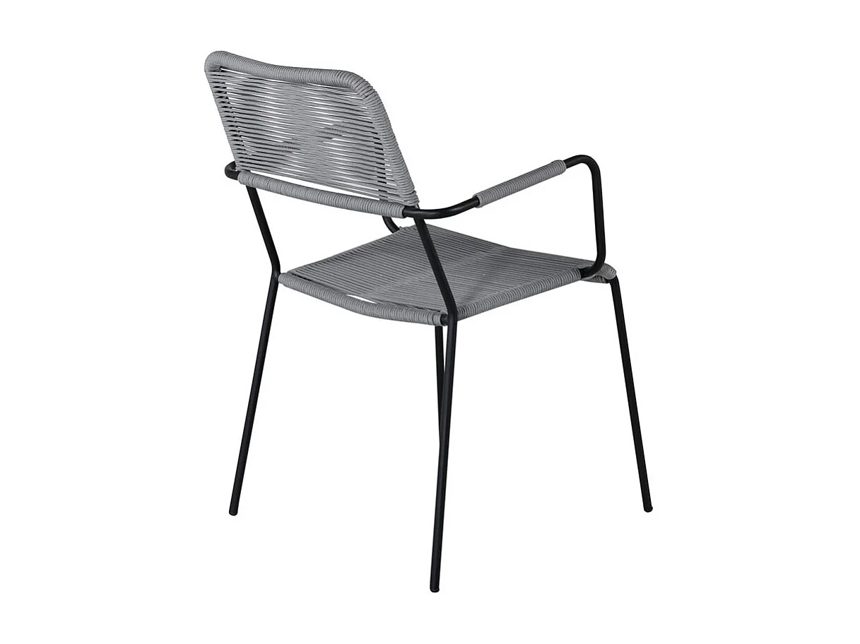 Lindos Gartenstuhl mit Armlehnen stapelbar schwarzgrau.