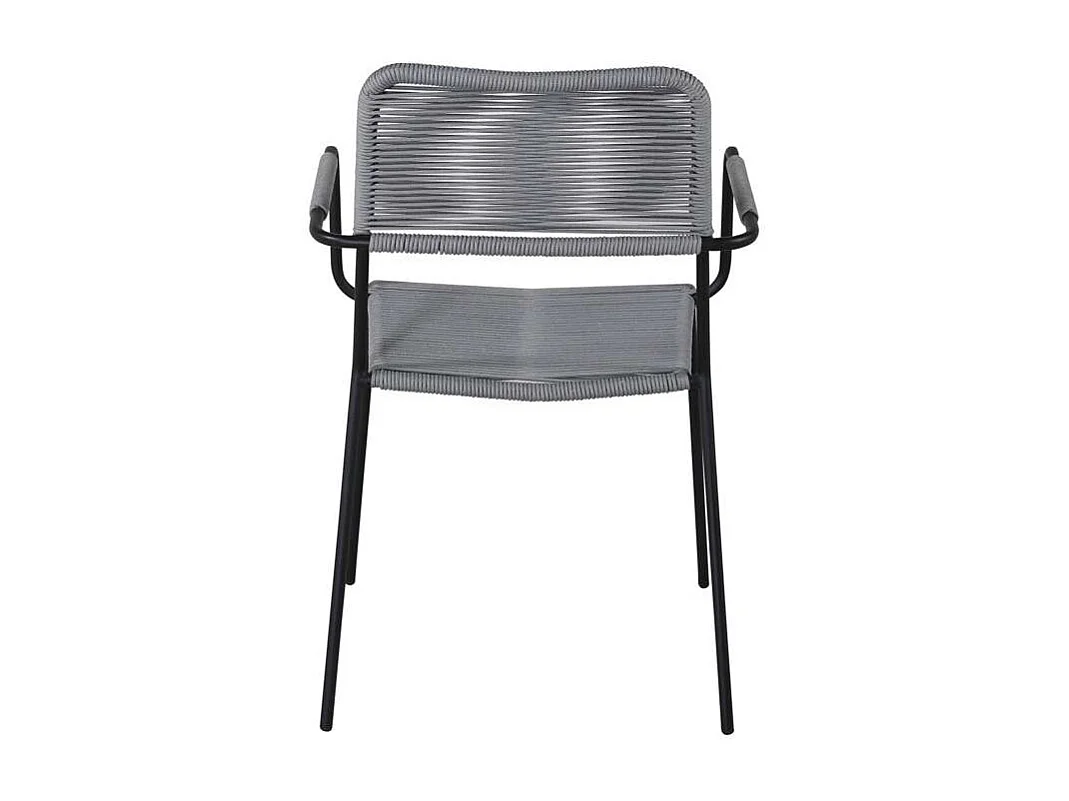Lindos Gartenstuhl mit Armlehnen stapelbar schwarzgrau.