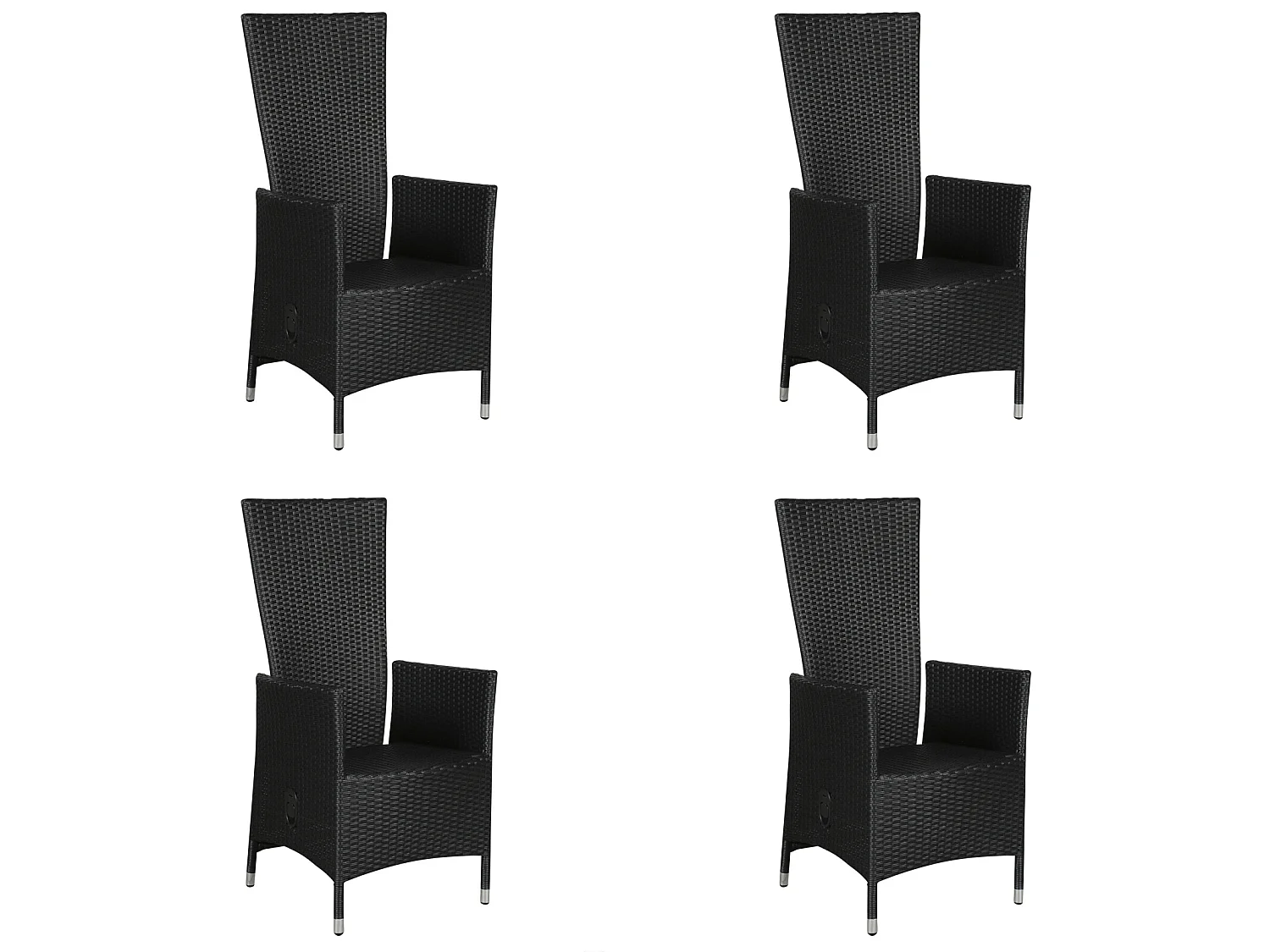 Joops 4 x Gartenstuhl, mit Pumpe und stufenloser Einstellung im Rücken, schwarz.