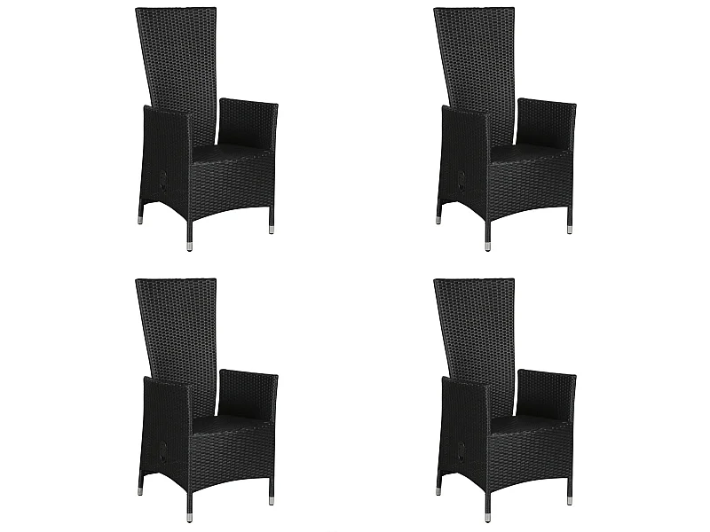 Joops 4 x tuinstoel, traploos verstelbare rugleuning, zwart.