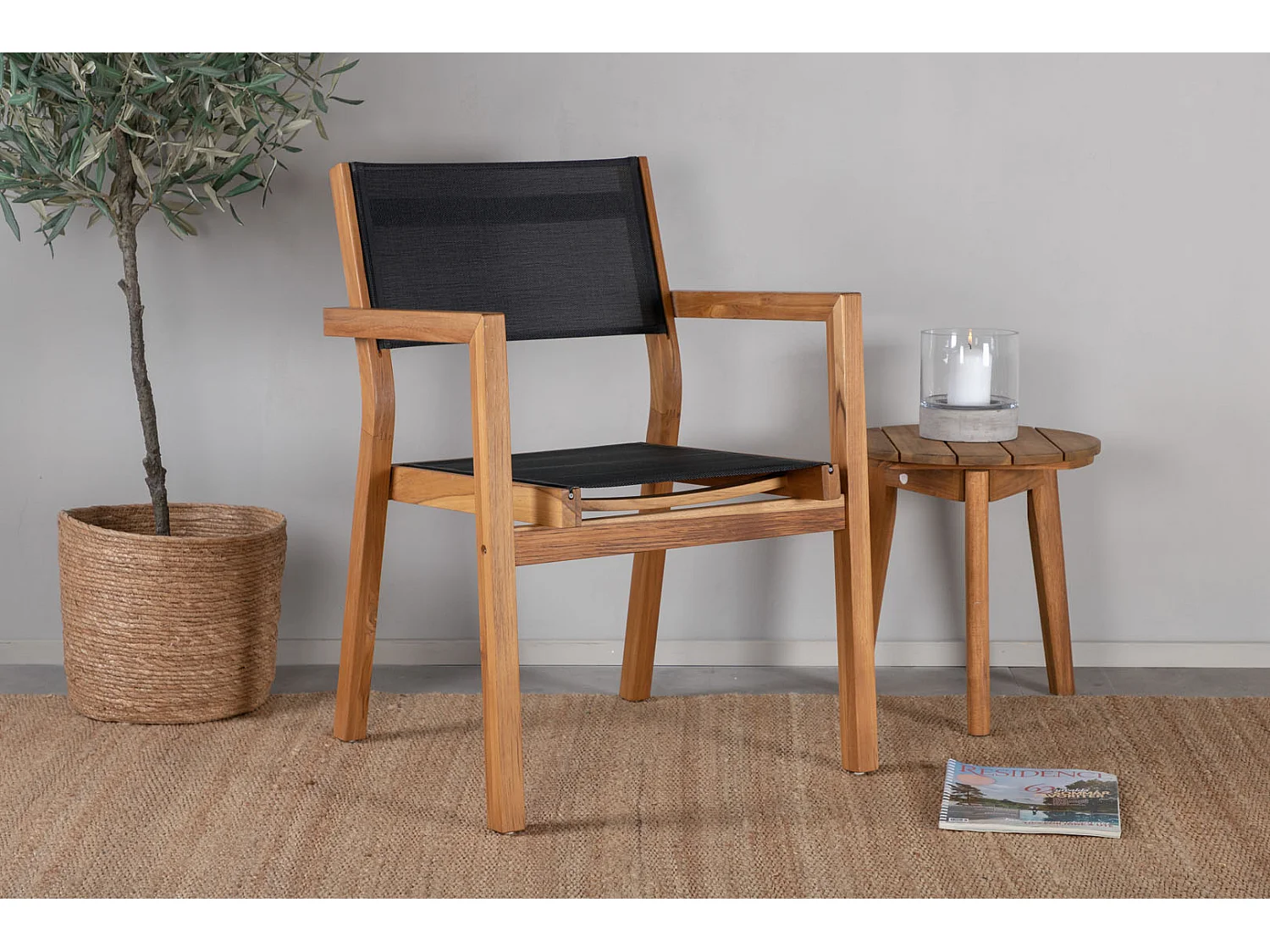 Venice Chaise de jardin, noir, teinte naturelle.