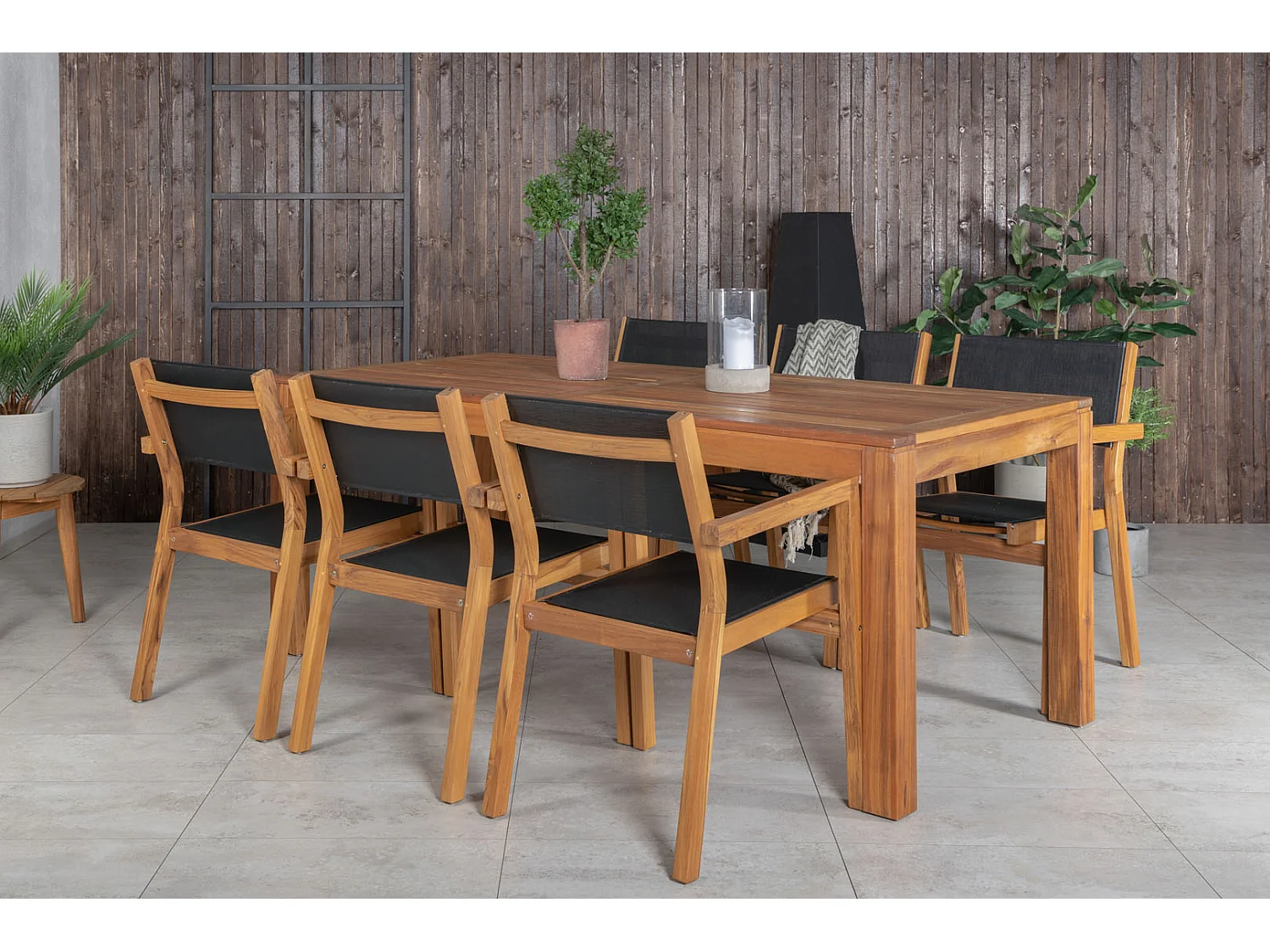 Venice Chaise de jardin, noir, teinte naturelle.