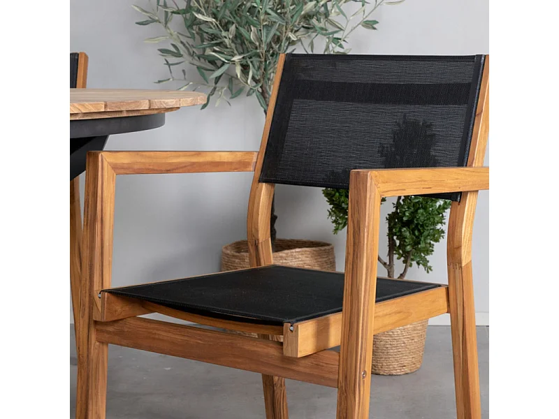 Venice Chaise de jardin, noir, teinte naturelle.