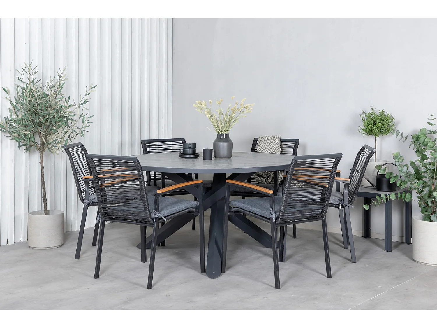 Dallas tuinstoel stapelbaar zwart, natuur.