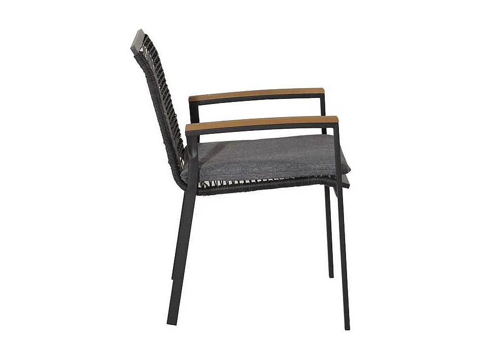 Dallas Chaise de jardin empilable, noir, naturel.