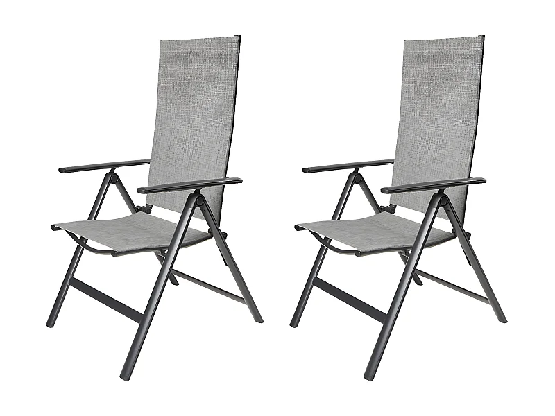 Keddy 1 x chaise de jardin, dossier réglable, 7 positions, mix noir/gris clair.