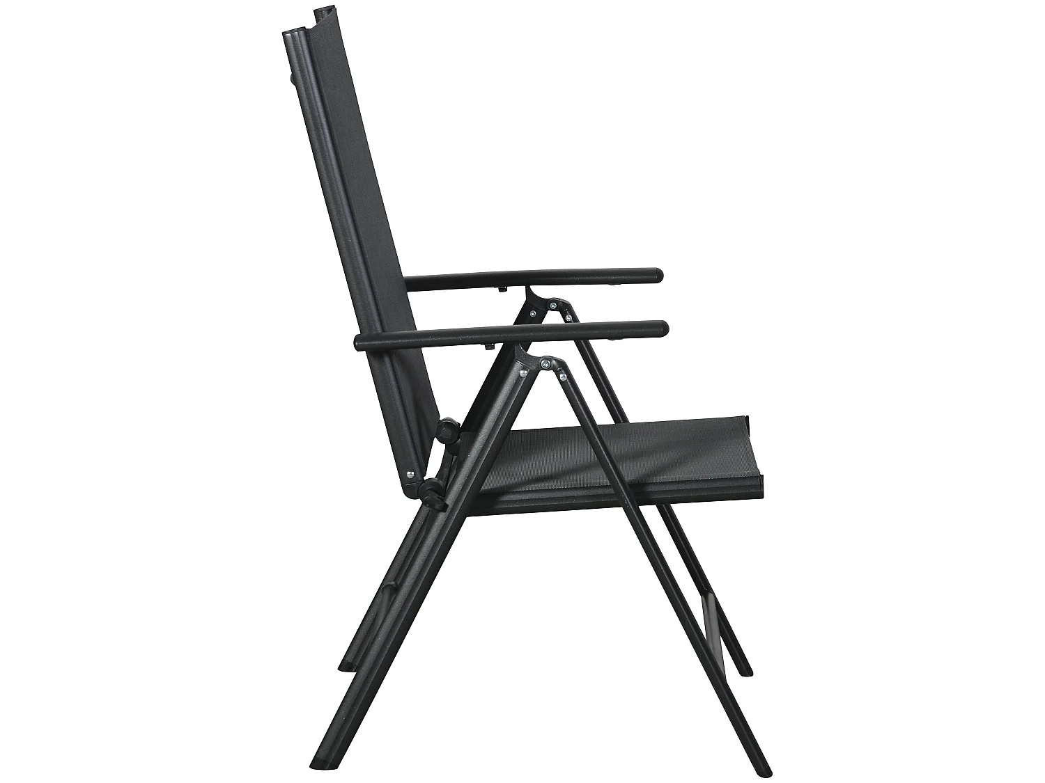 Kelly 1 x Gartenstuhl, justierbarer Rücken, 7 Positionen schwarz/grau.