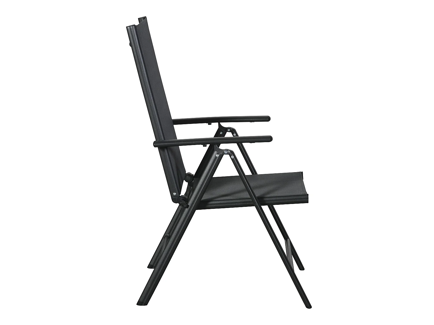 Kelly 1 x chaise de jardin, dossier réglable, 7 positions, noir/gris.