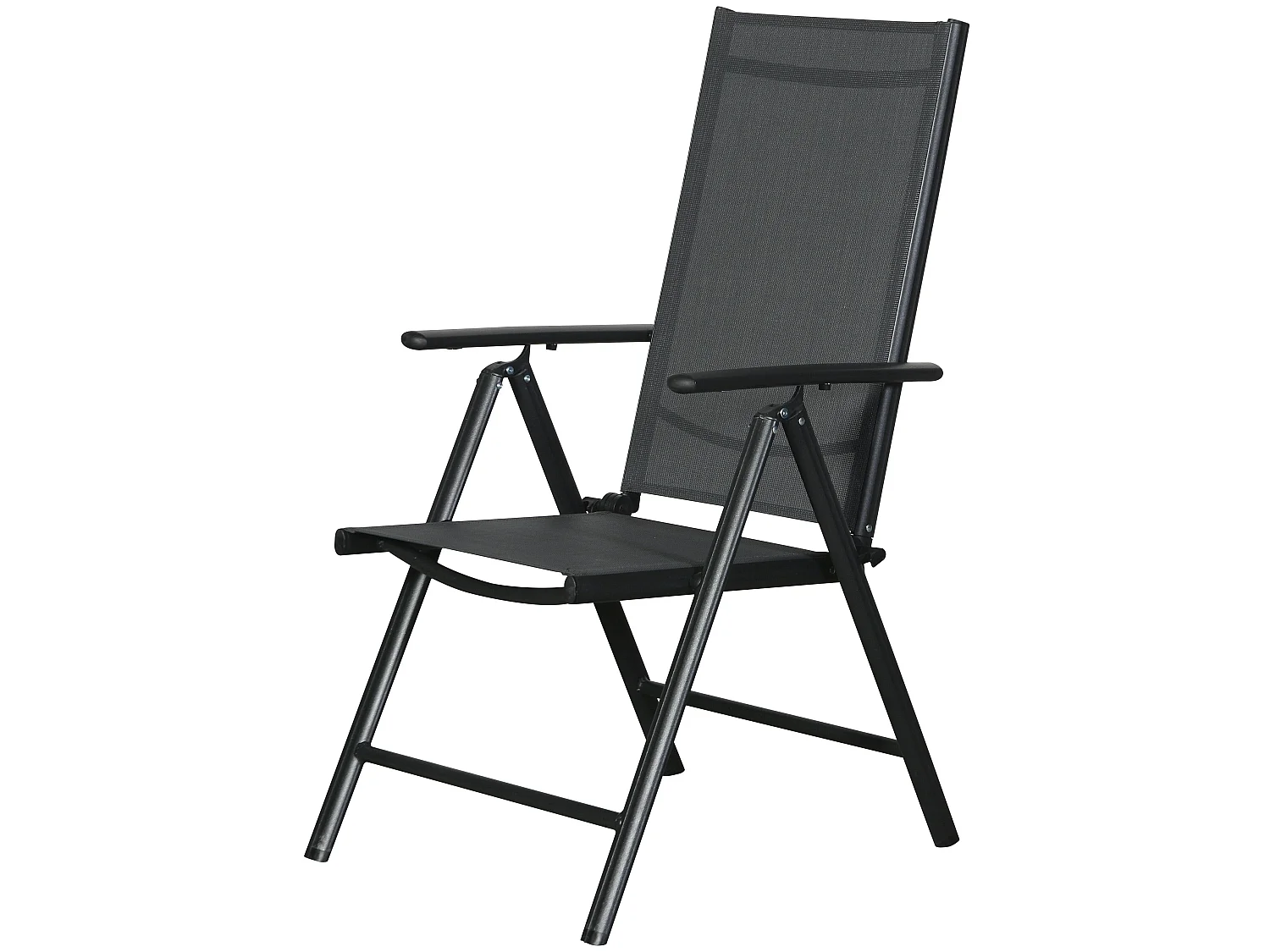 Kelly 1 x chaise de jardin, dossier réglable, 7 positions, noir/gris.