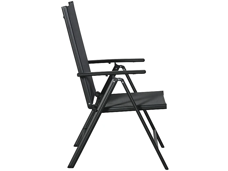 Kelly 1 x chaise de jardin, dossier réglable, 7 positions, noir/gris.