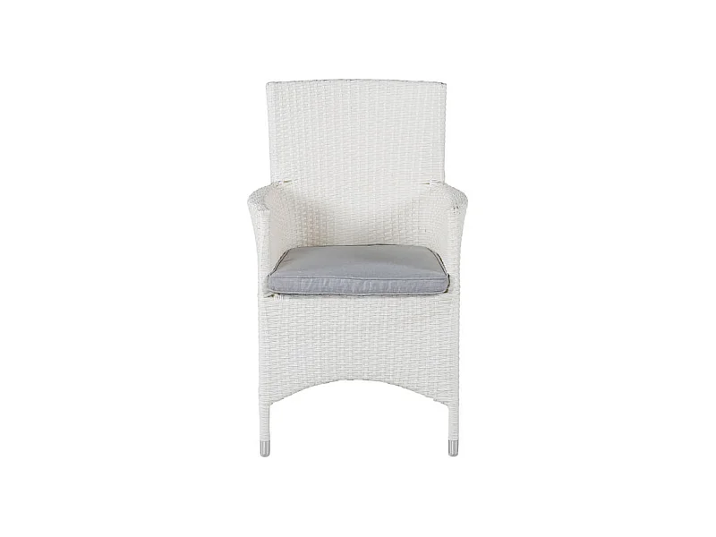 Malin Chaise de jardin avec accoudoirs, support d'assise inclus, empilable, blanc.
