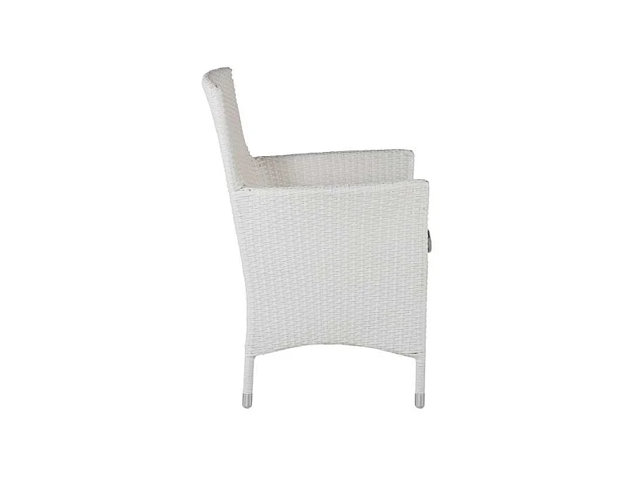 Malin Gartenstuhl mit Armlehnen inkl. Kissen, stapelbar weiß.