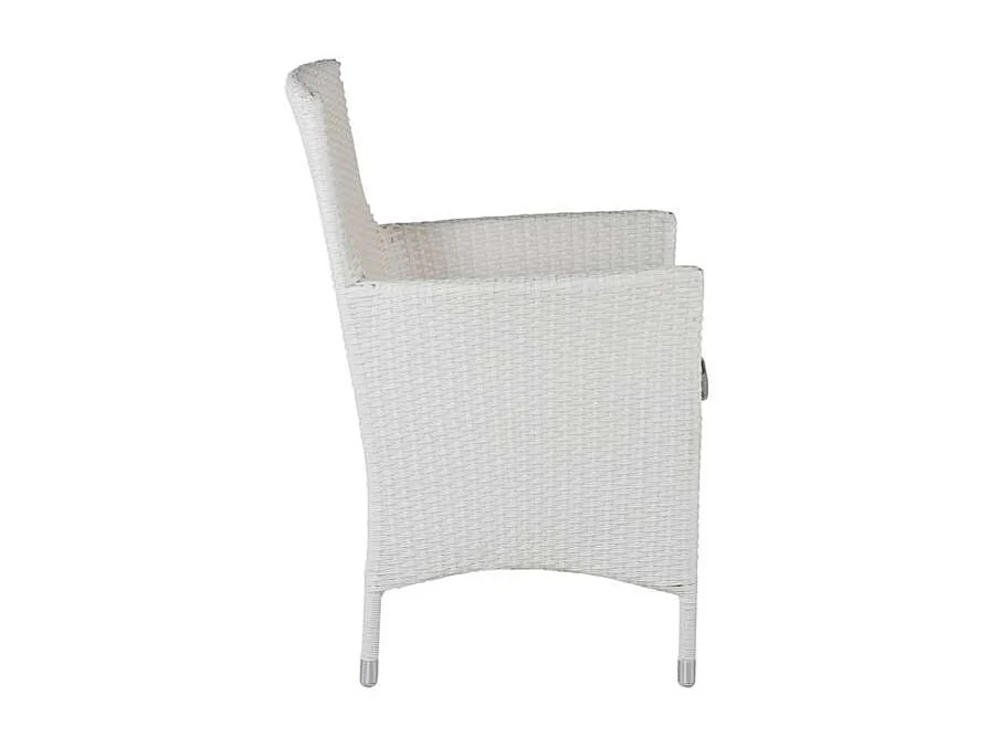 Malin Chaise de jardin avec accoudoirs, support d'assise inclus, empilable, blanc.