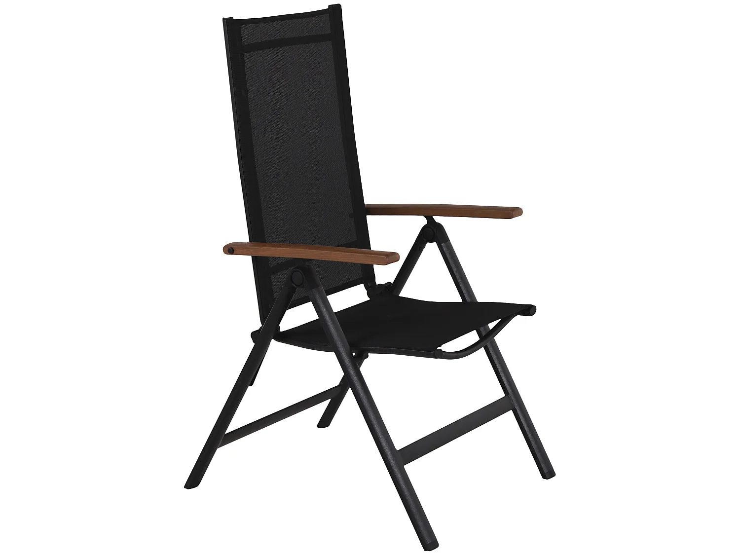 2xLamira Gartenstuhl Positionsstuhl, schwarz und teak Armlehnen.