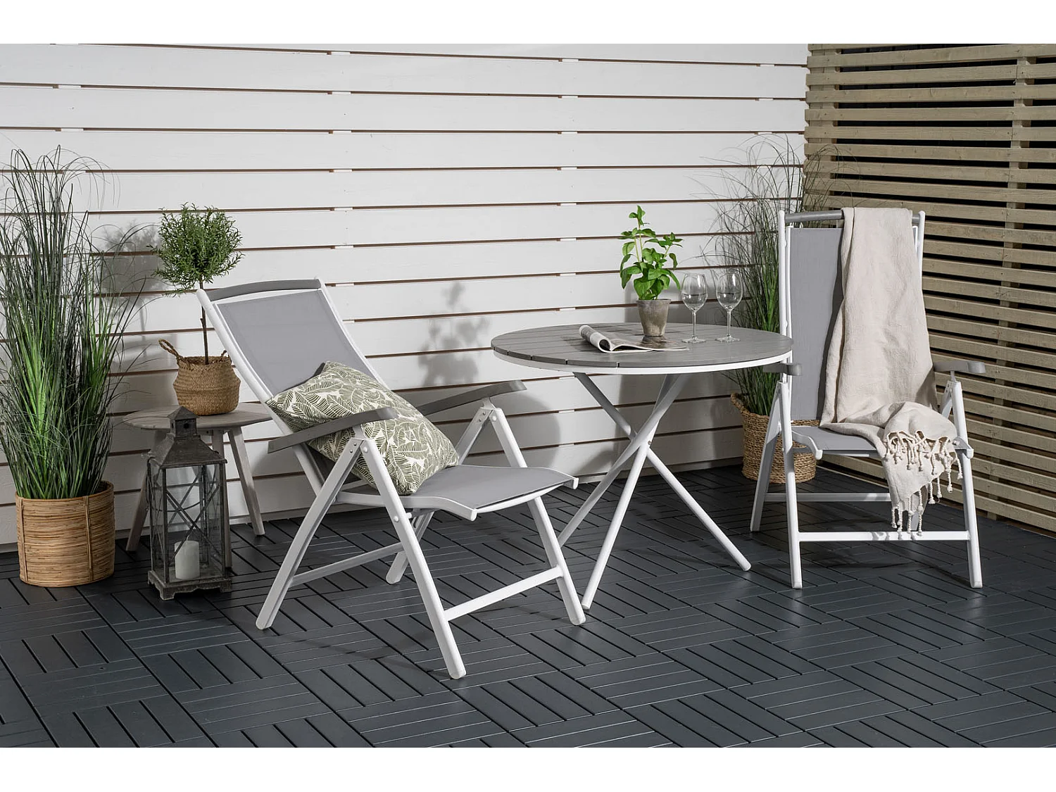 Albany Chaise de jardin réglable, 5 positions, blanc.