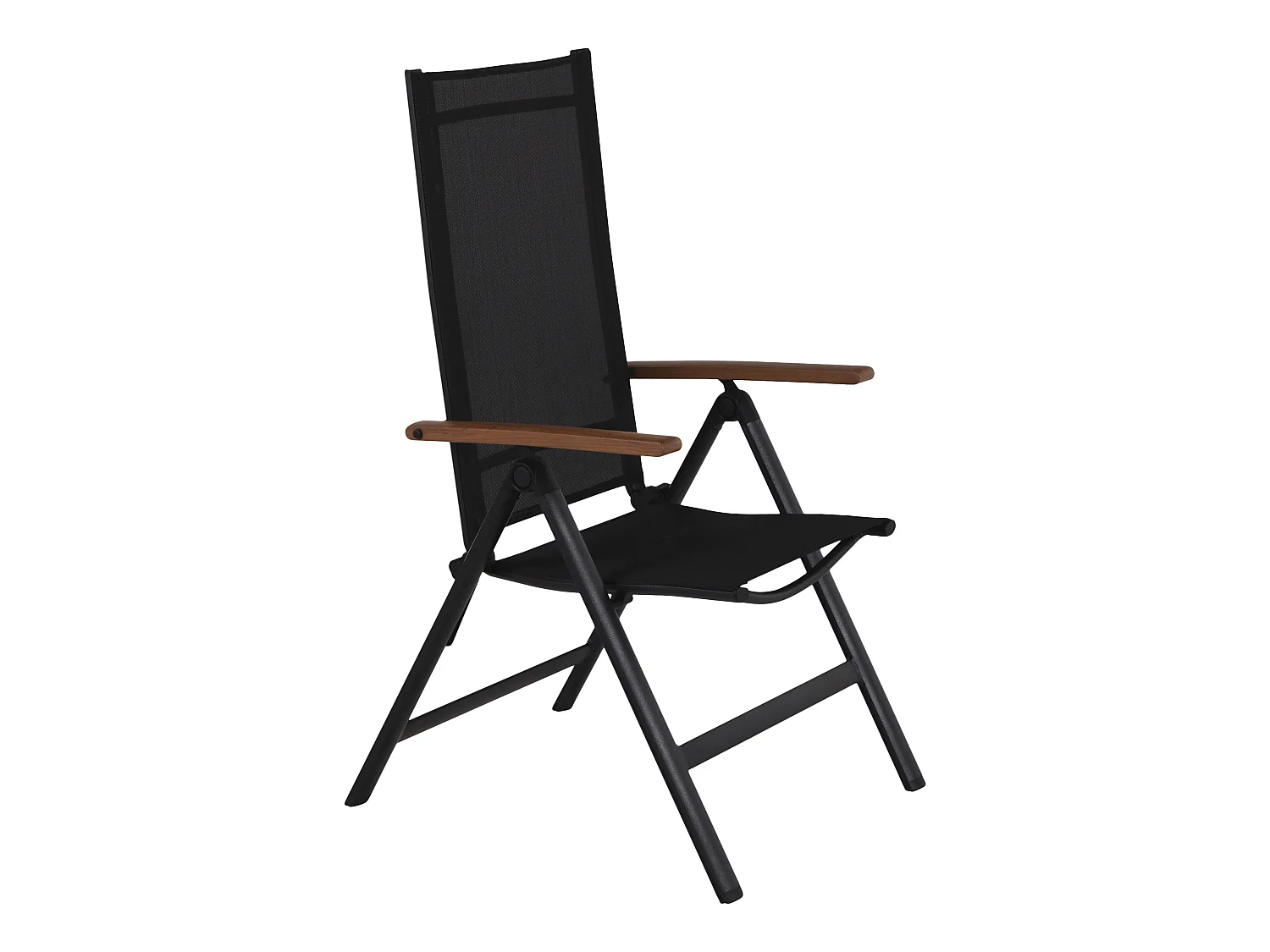 Lamira Chaise de jardin, noir et accoudoirs en teck.