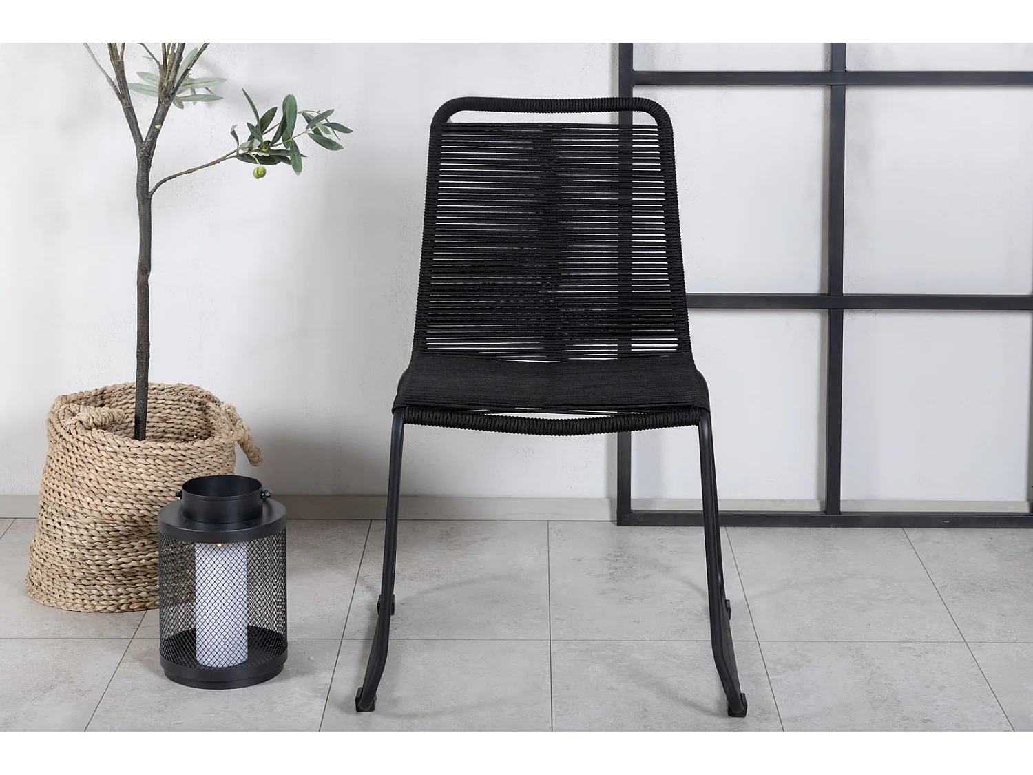 Lindos tuinstoel stapelbaar zwart.