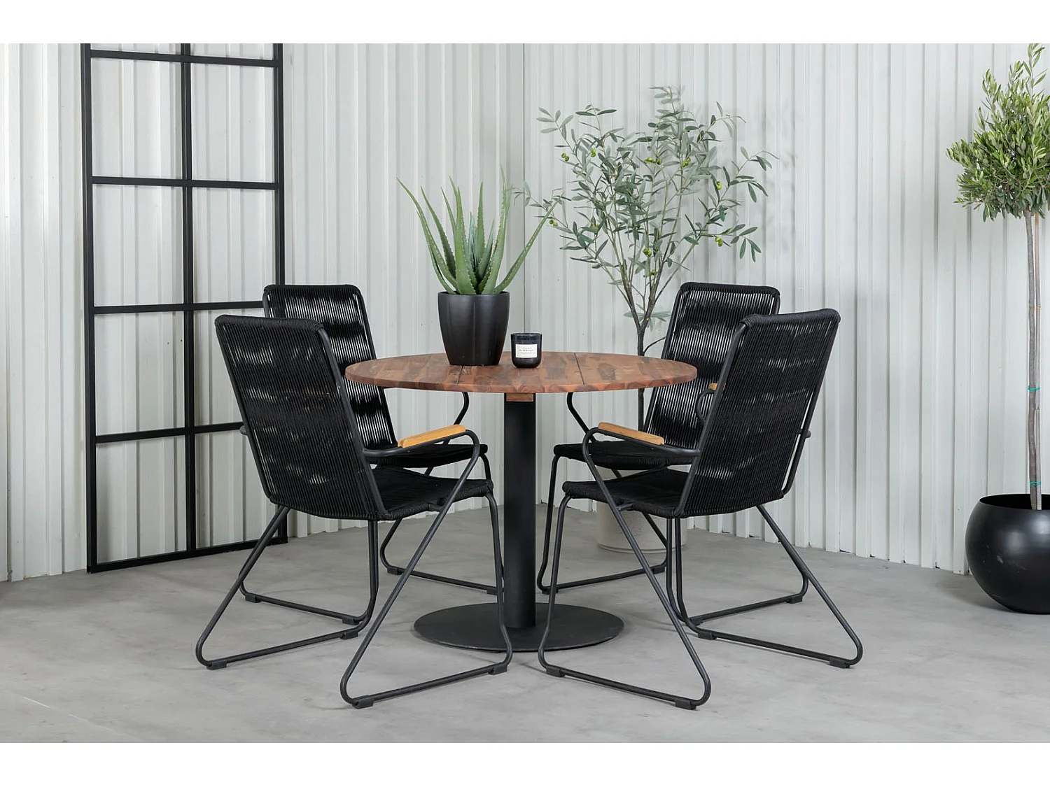 Lindos tuinstoel stapelbaar zwart.