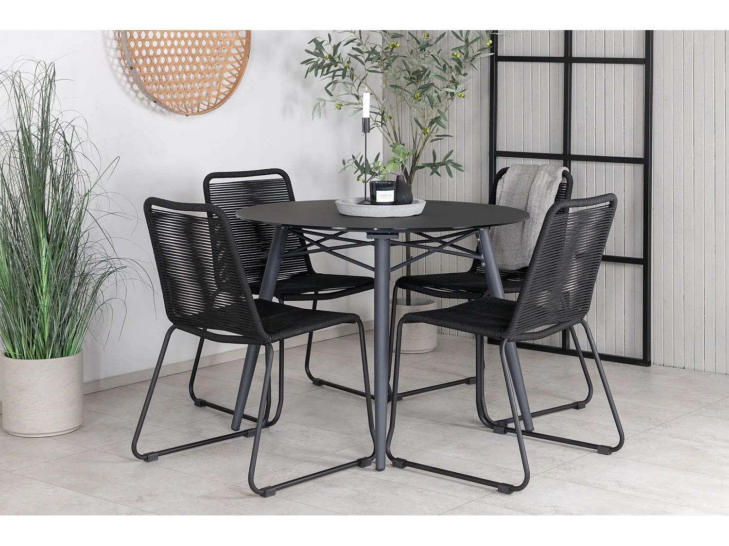 Lindos tuinstoel stapelbaar zwart.